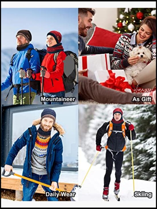 6-Piece Winter Beanie and Neck Warmer Set, Fleece Lined, Unisex Outdoor Hat main image 7